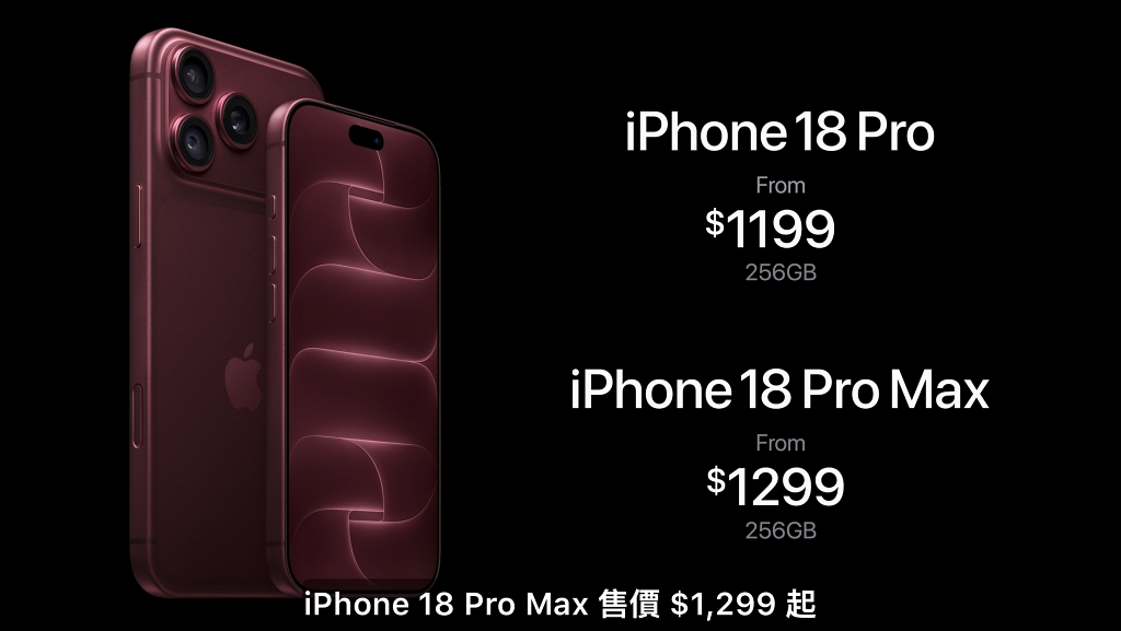 iPhone 18 Pro 系列售價全面調漲:入手門檻來到 44,900 元,頂規 2TB 逼近 9.4 萬元